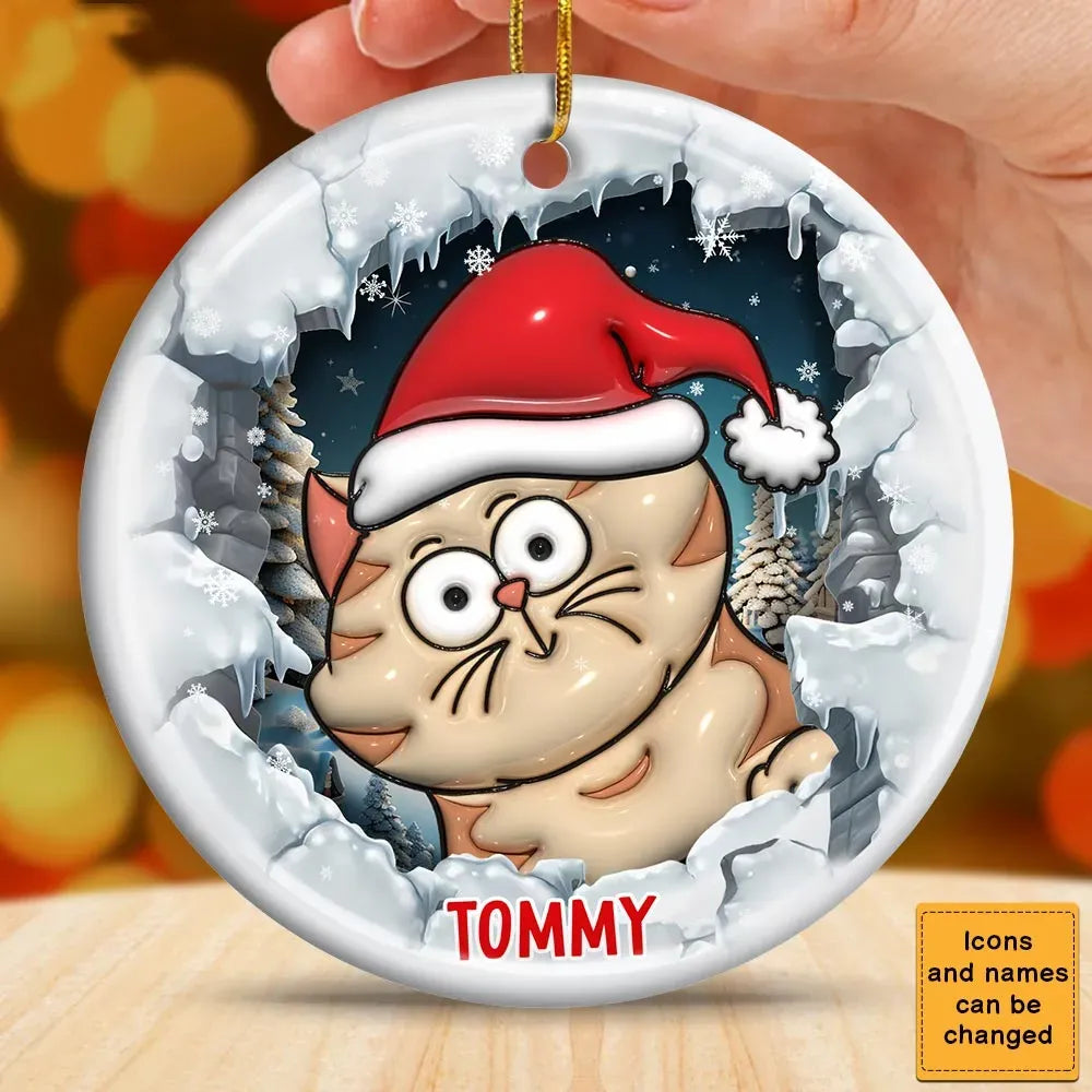 Cat Christmas 3D Inflated Effect Printed – Personalized Circle Ceramic Ornament – Christmas Gift for Cat Lovers, Pet Lovers, Cat Mom, Cat Dad Cat Christmas 3D Inflated Effect Printed – Personalized Circle Ceramic Ornament – Christmas Gift for Cat Lovers, Pet Lovers, Cat Mom, Cat Dad