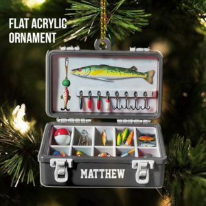 Fishing Tackle Box Ornament – Personalized Custom Shaped Acrylic Ornament – Christmas Gift For Him, for Dad, Fishing Lovers