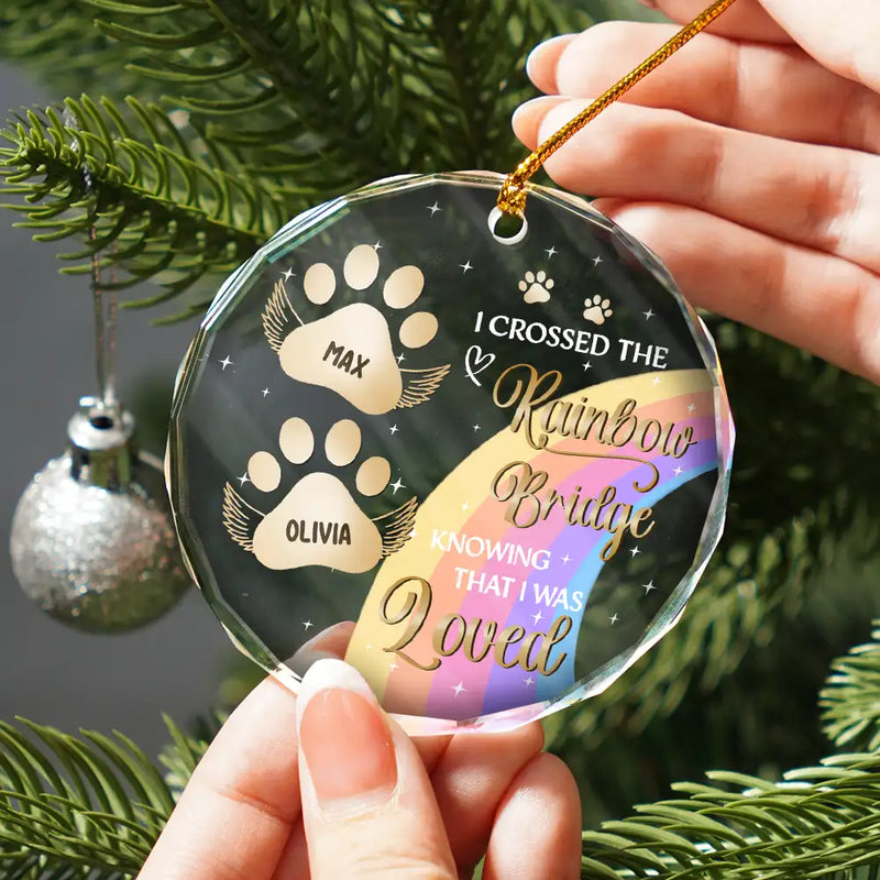 I Crossed The Rainbow Bridge Memorial Pet – Personalized Circle Glass Ornament – Sympathy Gift For Pet Owners, Pet Lovers I Crossed The Rainbow Bridge Memorial Pet – Personalized Circle Glass Ornament – Sympathy Gift For Pet Owners, Pet Lovers