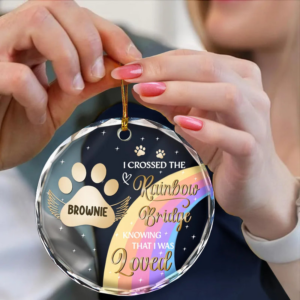 I Crossed The Rainbow Bridge Memorial Pet - Personalized Circle Glass Ornament - Sympathy Gift For Pet Owners, Pet Lovers 3 RainbowBridgeMemorialPet4.png