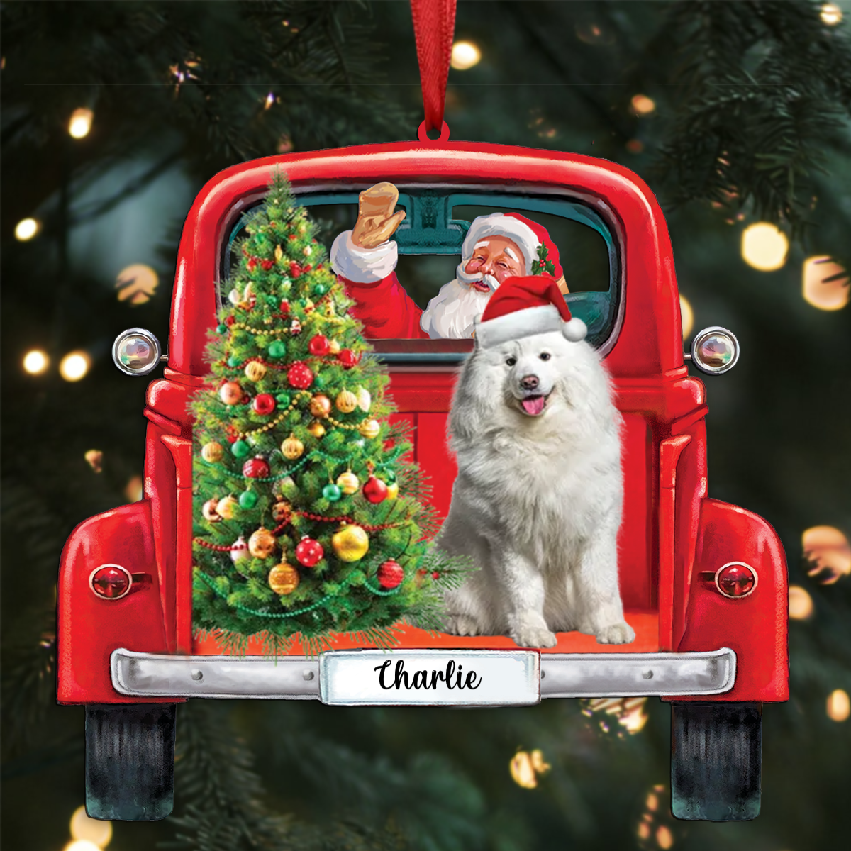 Santa & Dog Christmas – Personalized Custom Shaped Acrylic Ornament – Christmas Gift for Dog Lovers, Pet Lovers, Dog Mom, Dog Dad Santa & Dog Christmas – Personalized Custom Shaped Acrylic Ornament – Christmas Gift for Dog Lovers, Pet Lovers, Dog Mom, Dog Dad