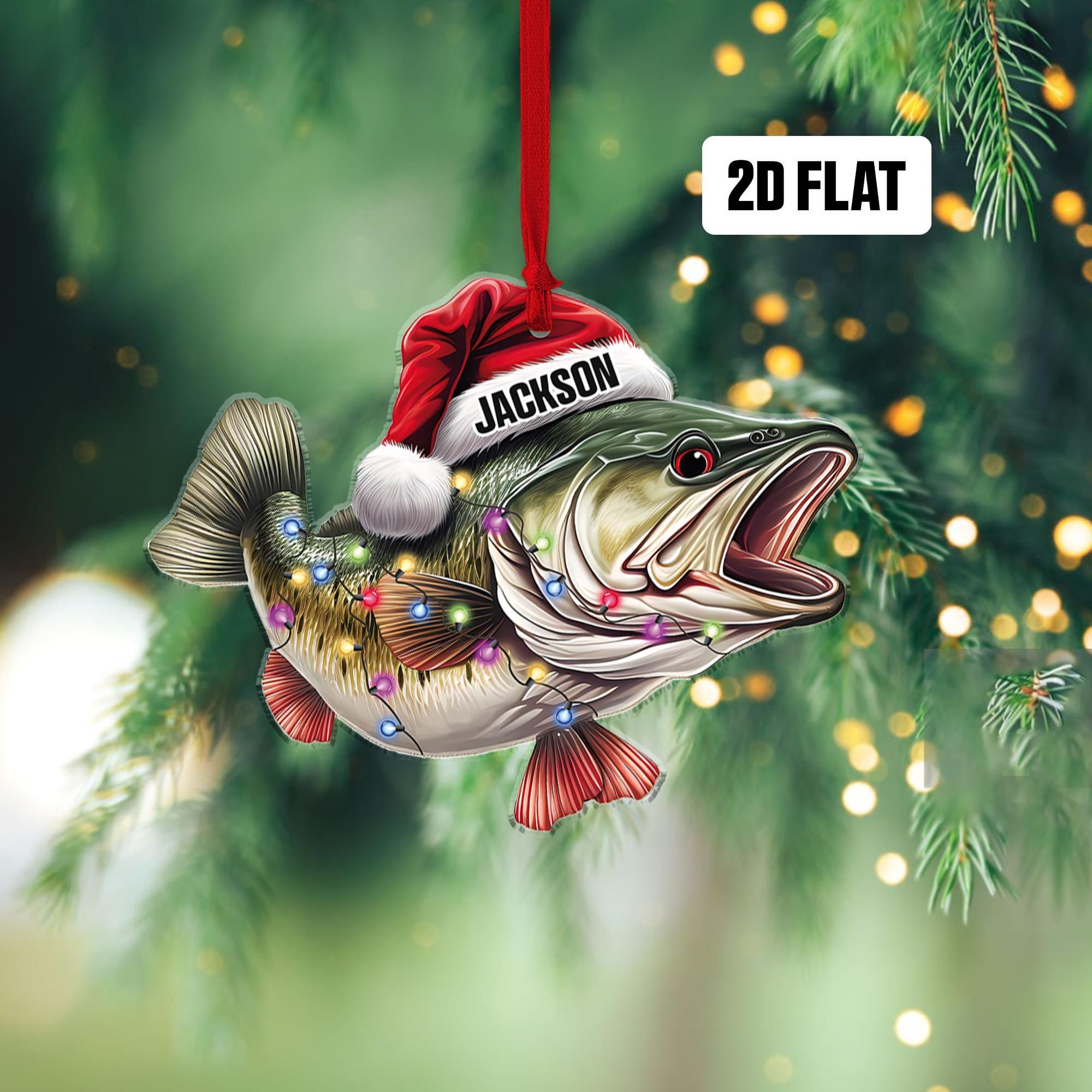 Bass Fish 2D Flat Ornament – Personalized Custom Shaped Acrylic Ornament – Christmas Gift For Him, for Dad, Fishing Lovers Bass Fish 2D Flat Ornament – Personalized Custom Shaped Acrylic Ornament – Christmas Gift For Him, for Dad, Fishing Lovers