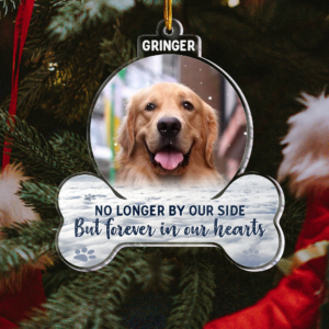 Custom Photo Forever In My Heart Pet Memorial – Personalized Custom Shaped Acrylic Ornament – Sympathy Gift For Dog Owners, Dog Lovers