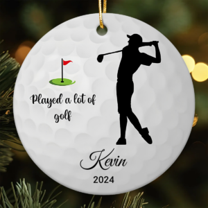 Funny Golf Gift Played A Lot Of Golf – Personalized Custom 3D Inflated Effect Ceramic Ornament – Christmas Gift For Golf Lovers