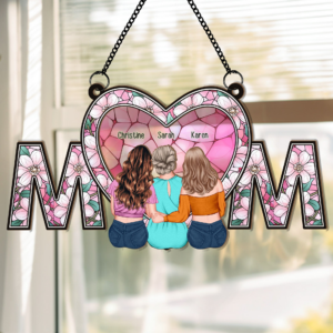 We Love You Mom – Personalized Window Hanging Suncatcher Ornament – Gift For Mom, Mama, Mommy, Mother
