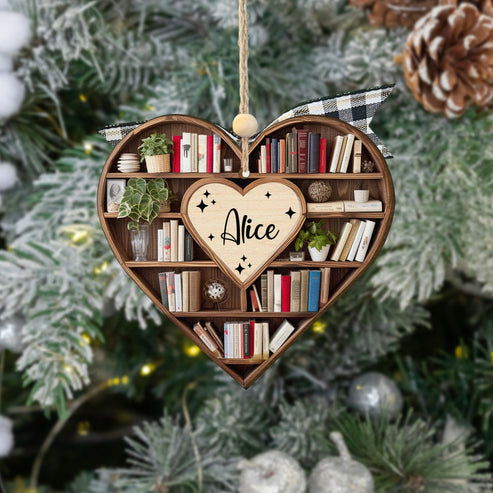 Christmas Heart-Shaped Bookshelf Ornament – Personalized Custom Shaped Ornament – Christmas For Librarian, Book Lovers Christmas Heart-Shaped Bookshelf Ornament – Personalized Custom Shaped Ornament – Christmas For Librarian, Book Lovers