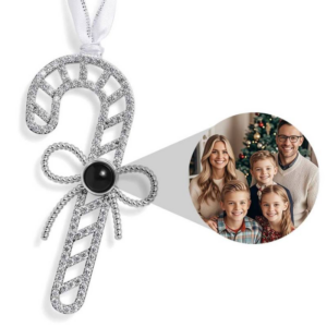 Custom Photo Candy Cane Projection Ornament – Personalized Christmas Decoration Gifts