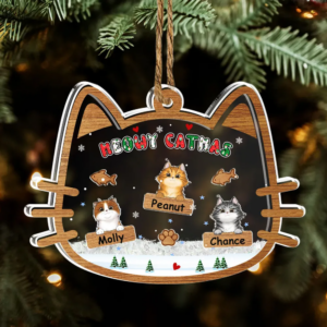 Meowy Catmas – Custom 3 Layers Shaker Ornament – Christmas Gift for Cat Lovers, Pet Lovers, Cat Mom, Cat Dad