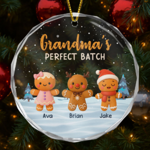 Grandma’s Perfect Batch – Personalized Circle Glass Ornament – Christmas Gift for Grandma, Nana, Grammy, Mom