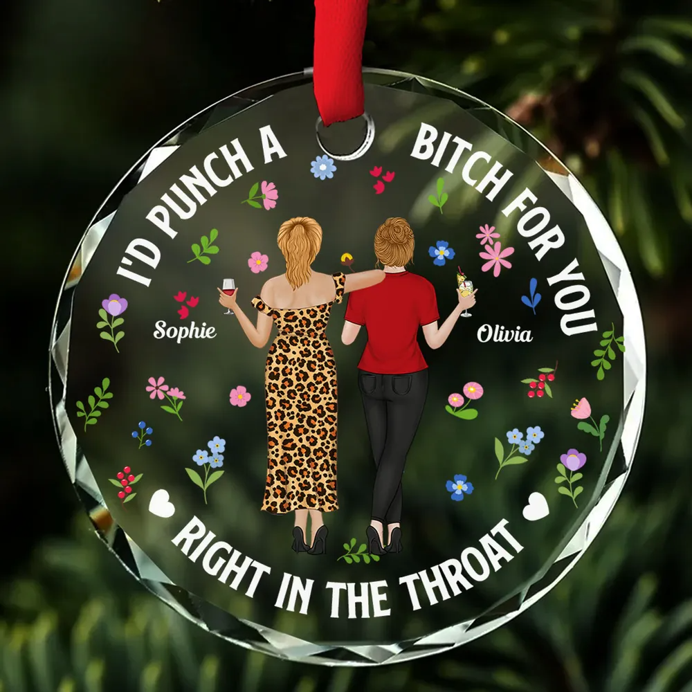 Punch Bitch Besties – Personalized Circle Glass Ornament – Christmas Gift for Besties, Sisters, Best Friends Punch Bitch Besties – Personalized Circle Glass Ornament – Christmas Gift for Besties, Sisters, Best Friends