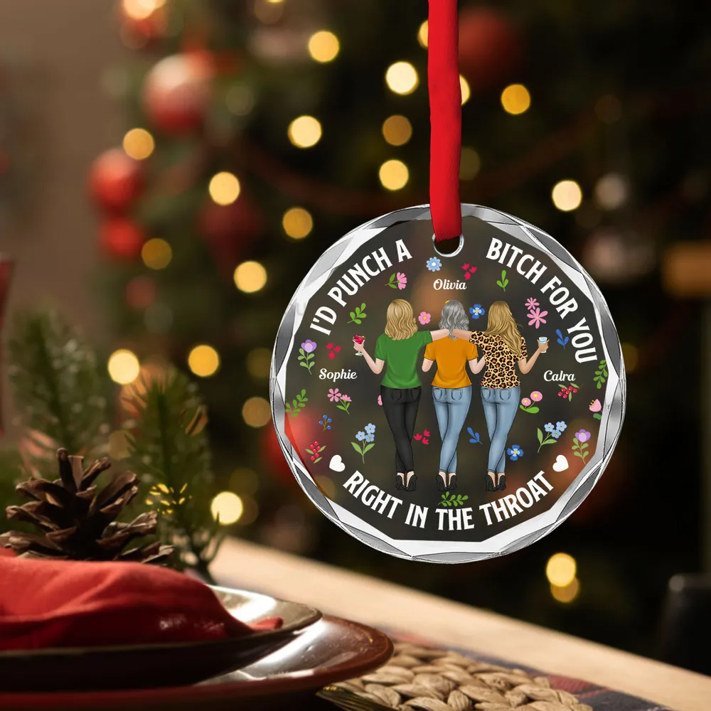 Punch Bitch Besties – Personalized Circle Glass Ornament – Christmas Gift for Besties, Sisters, Best Friends Punch Bitch Besties – Personalized Circle Glass Ornament – Christmas Gift for Besties, Sisters, Best Friends