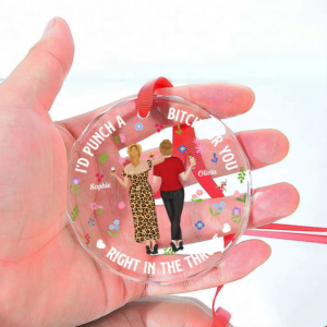 Punch Bitch Besties - Personalized Circle Glass Ornament - Christmas Gift for Besties, Sisters, Best Friends 3 PunchBitchBesties4.png