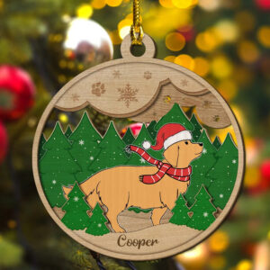 Paws And Snow – Personalized Custom 2-layered Wood Ornament – Gift for Dog Lovers, Dog Dad, Dog Mom | Christmas