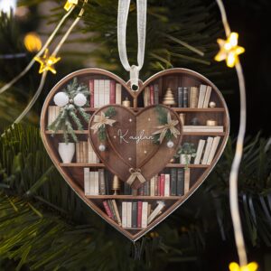 Bookshelf Heart Christmas - Personalized Wood Ornament - Christmas Gift For Book Lovers, Librarian 2 8 c3f83481 decf 4ee5 ba04 144e2a556699.jpg