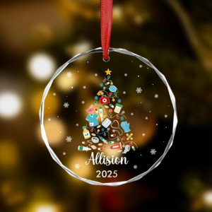 Nurse Christmas Tree Ornament - Personalized Circle Glass Ornament - Christmas Gift For Nurse, CNA, Registered RN, Healthcare Worker 1 2 747ec9b5 9c10 4b62 800a 3d77e2d862fd.png