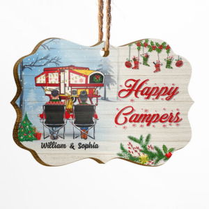 Home Is Where Happy Campers – Personalized Medallion Wooden Ornament – Christmas Gift For Camping Lovers