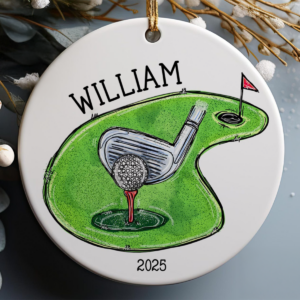 Golfer Daddy Dad Christmas Ornament – Personalized Custom Ceramic Ornament – Christmas Gift For Golf Lovers