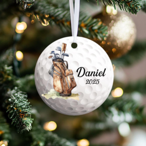 Golf Christmas Ornament – Personalized Custom 3D Inflated Effect Ceramic Ornament – Christmas Gift For Golf Lovers