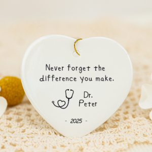 Never Forget The Difference You Make Nurse – Personalized Heart Ceramic Ornament – Christmas Gift For Nurse, CNA, Registered RN, Healthcare Worker