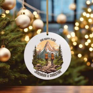 Our Happy Place Hiking - Personalized Circle Ceramic Ornament - Christmas Gift For Hiker, Hiking Lovers 2 4 b94ff4cb 4b62 43b6 8e9e ed7b4e2273c9.jpg