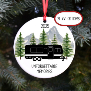 Happy Campers RV – Personalized Circle Ceramic Ornament – Christmas Gift For RV Owners, Camping Lover