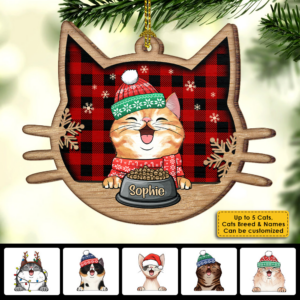 Happy Cat On Christmas Day – Personalized Wood Ornament – Christmas Gift for Cat Lovers, Cat Mom, Cat Dad