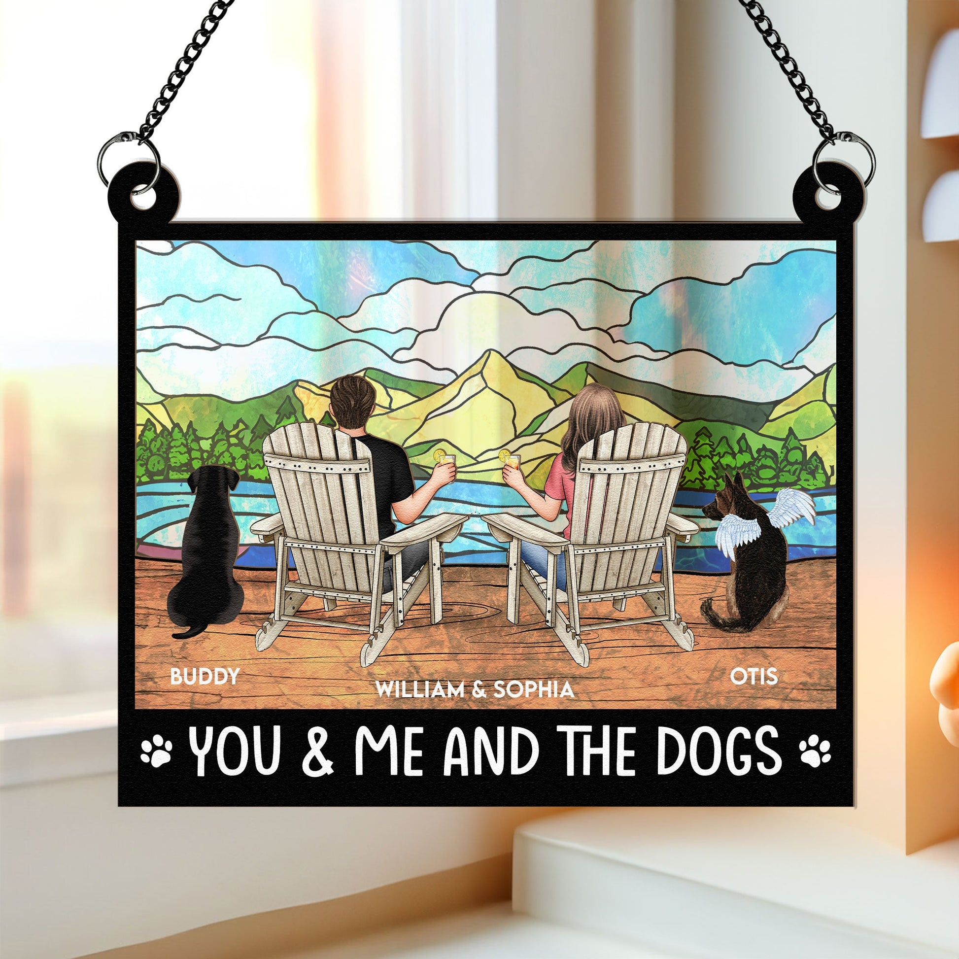 You And Me And The Dogs – Personalized Window Hanging Suncatcher Ornament – Gift For Couple, Wife, Husband, Dog Lovers You And Me And The Dogs – Personalized Window Hanging Suncatcher Ornament – Gift For Couple, Wife, Husband, Dog Lovers
