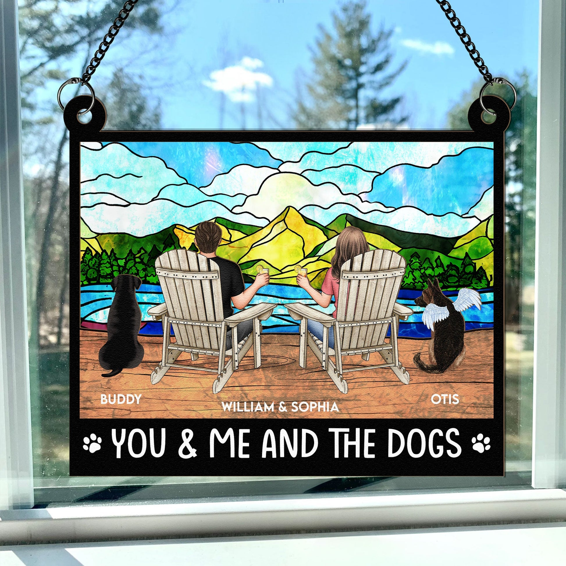 You And Me And The Dogs – Personalized Window Hanging Suncatcher Ornament – Gift For Couple, Wife, Husband, Dog Lovers You And Me And The Dogs – Personalized Window Hanging Suncatcher Ornament – Gift For Couple, Wife, Husband, Dog Lovers