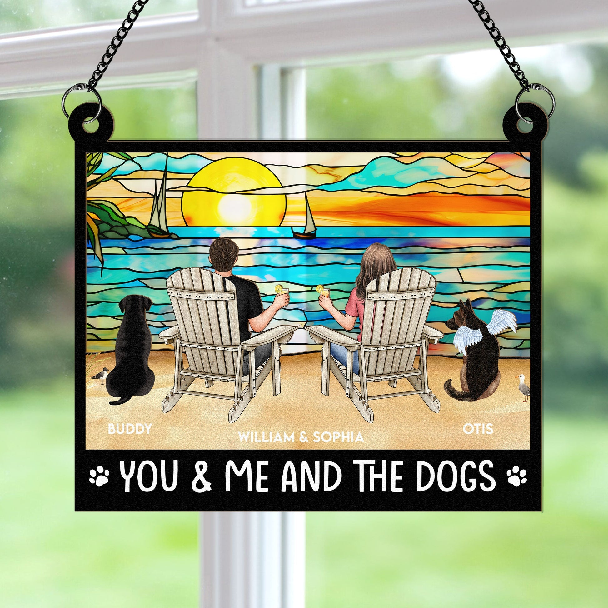 You And Me And The Dogs – Personalized Window Hanging Suncatcher Ornament – Gift For Couple, Wife, Husband, Dog Lovers You And Me And The Dogs – Personalized Window Hanging Suncatcher Ornament – Gift For Couple, Wife, Husband, Dog Lovers