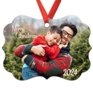 Custom Photo Family Christmas Ornament – Personalized Medallion Aluminum Ornament – Gift For Family Members, Mom, Dad, Grandparents