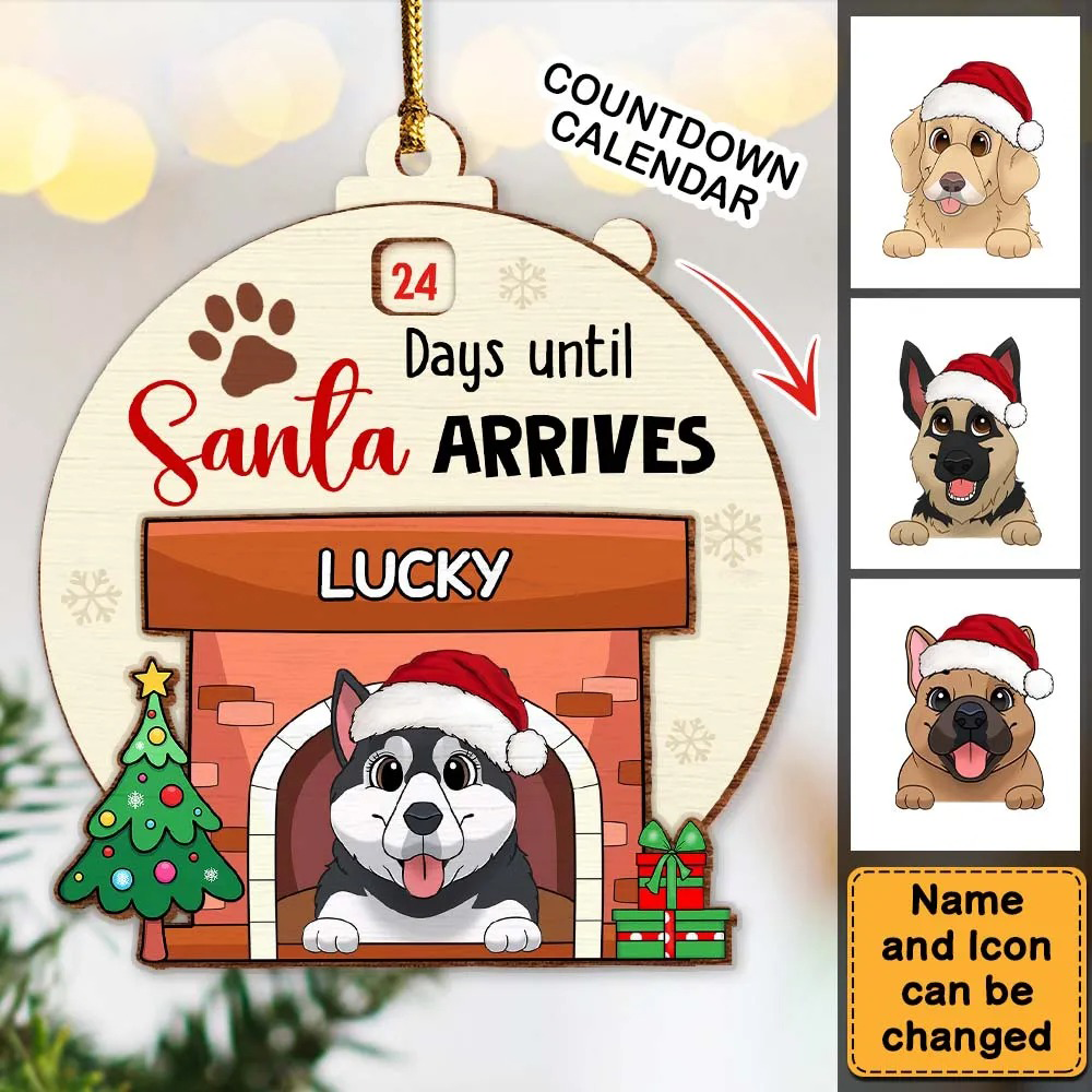 Countdown Until Santa Arrives – Personalized Dogs Fireplace Countdown Ornament Countdown Until Santa Arrives – Personalized Dogs Fireplace Countdown Ornament
