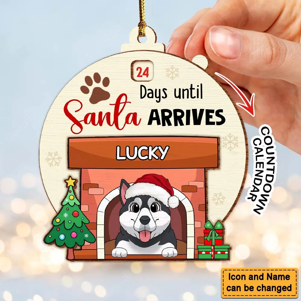Countdown Until Santa Arrives – Personalized Dogs Fireplace Countdown Ornament Countdown Until Santa Arrives – Personalized Dogs Fireplace Countdown Ornament