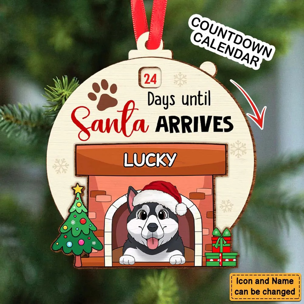 Countdown Until Santa Arrives – Personalized Dogs Fireplace Countdown Ornament Countdown Until Santa Arrives – Personalized Dogs Fireplace Countdown Ornament