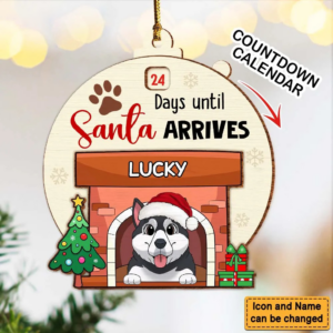 Countdown Until Santa Arrives - Personalized Dogs Fireplace Countdown Ornament 3 bgsh 1.png
