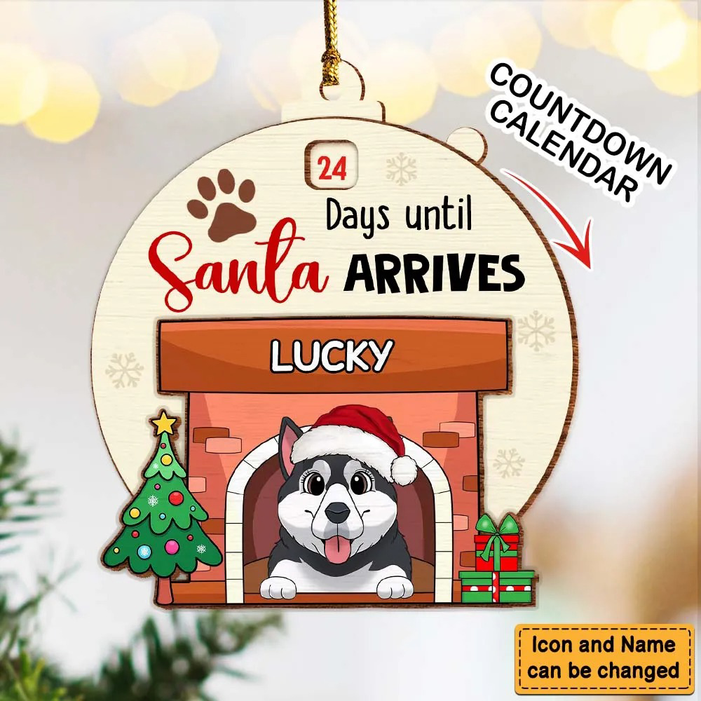 Countdown Until Santa Arrives – Personalized Dogs Fireplace Countdown Ornament Countdown Until Santa Arrives – Personalized Dogs Fireplace Countdown Ornament