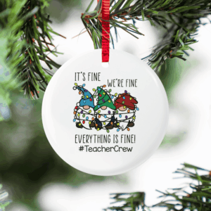 Funny Christmas Ornament – Circle Ceramic Ornament – Personalized Christmas Gift for Teacher, Kindergarten, Preschool, Pre K, Paraprofessional