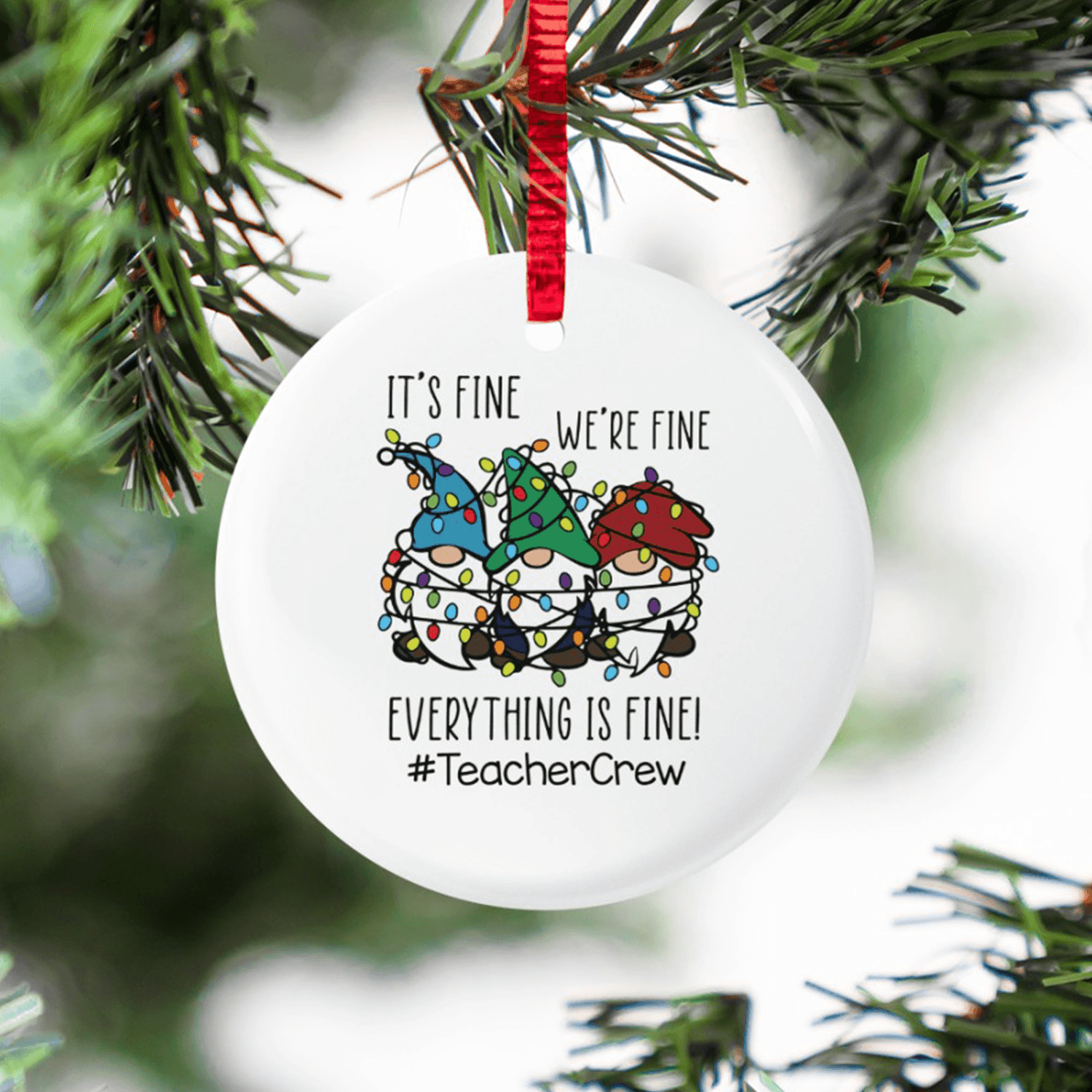 Funny Christmas Ornament – Circle Ceramic Ornament – Personalized Christmas Gift for Teacher, Kindergarten, Preschool, Pre K, Paraprofessional Funny Christmas Ornament – Circle Ceramic Ornament – Personalized Christmas Gift for Teacher, Kindergarten, Preschool, Pre K, Paraprofessional