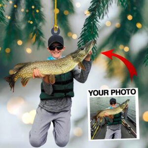Custom Photo Fishing Ornament – Personalized Christmas Acrylic Ornament , Fishing Jacket Ornament, Fishing Fan Lover, Gift For Fisher, Fisherman