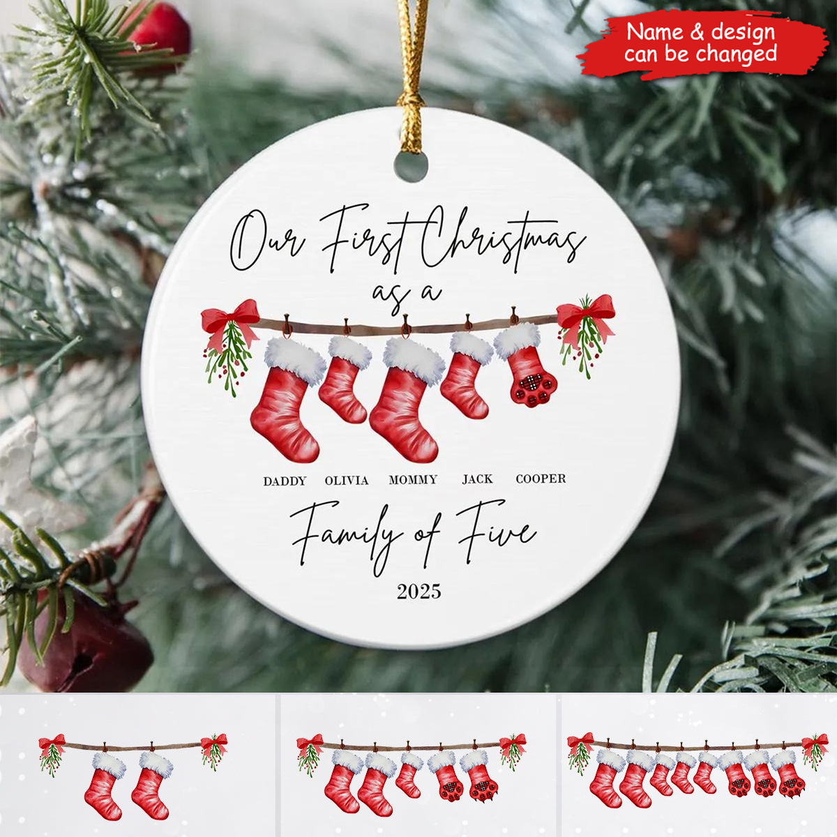 First Christmas as a Family Of Five With Pet – Personalized Ceramic Ornament – Babies First Christmas Gifts First Christmas as a Family Of Five With Pet – Personalized Ceramic Ornament – Babies First Christmas Gifts
