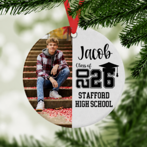 Custom Photo Senior Keepsake Ornament – Personalized Ceramic Ornament – Graduation Motivation Gift For Her/Him, Daughter/Son, Grad Ceremony, Commencement