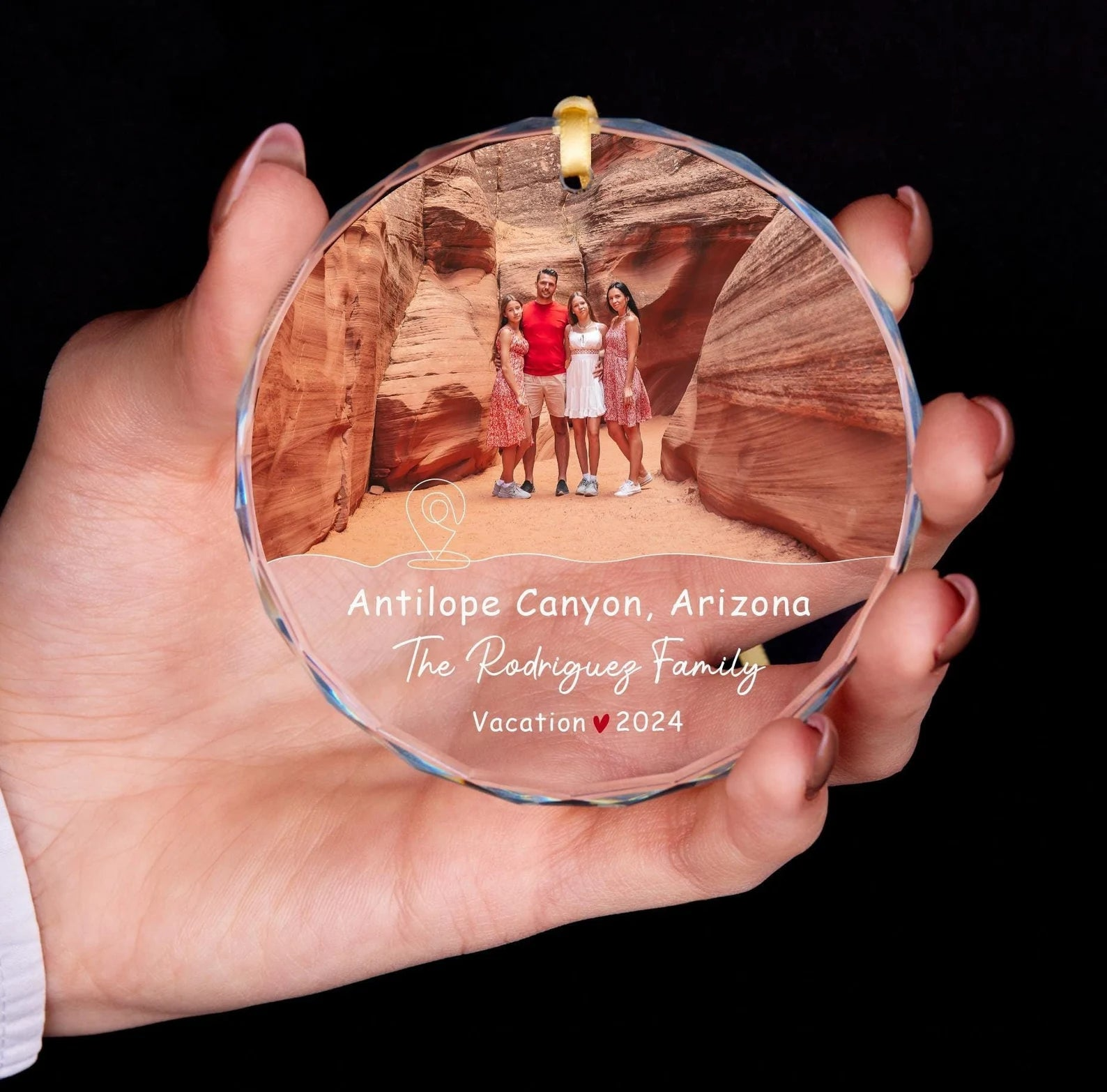 Custom Photo Family Vacation Keepsake – Personalized Circle Glass Ornament – Christmas Gift for Family Members Custom Photo Family Vacation Keepsake – Personalized Circle Glass Ornament – Christmas Gift for Family Members