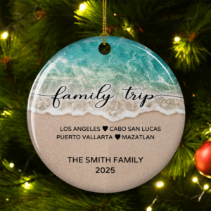 Family Beach Vacation – Personalized Ceramic Ornament – Christmas Gift for Family Members
