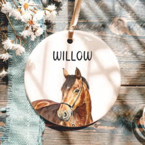 Custom Photo Horse Ornament – Personalized Ceramic Ornament – Christmas Gift For Horse Riding, Riders, Horse Lovers