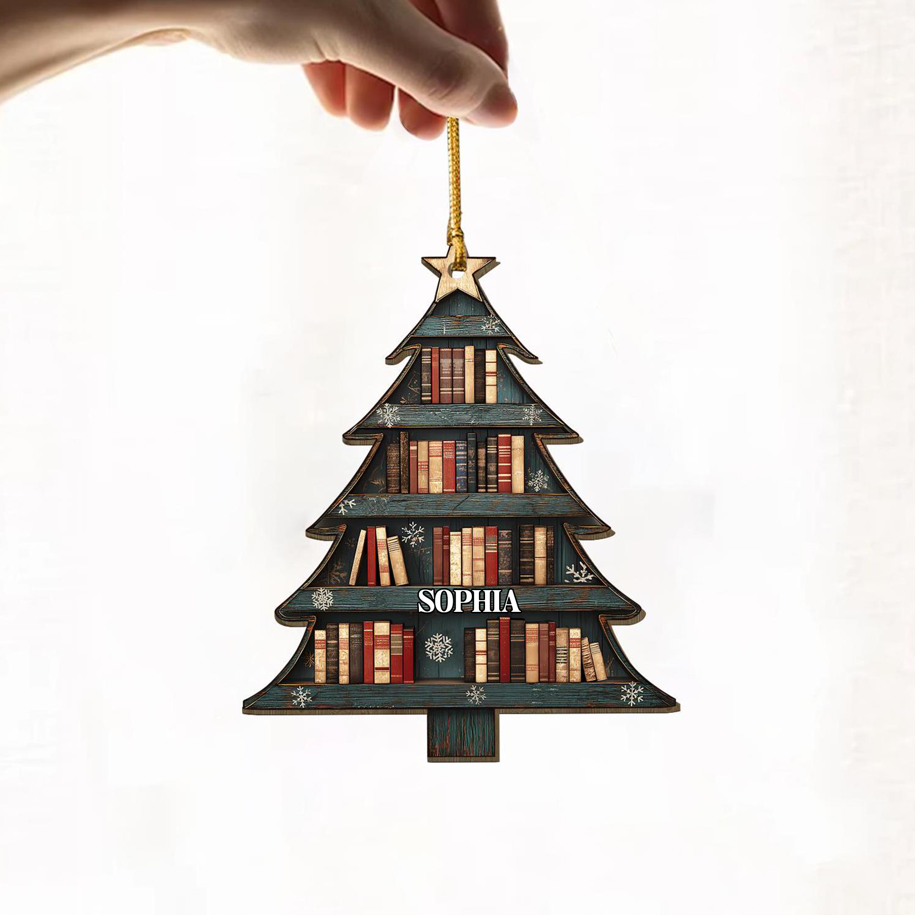 Custom Name Christmas Book Tree – Personalized Wood Ornament – Christmas Gift For Book Lovers, Librarian Custom Name Christmas Book Tree – Personalized Wood Ornament – Christmas Gift For Book Lovers, Librarian