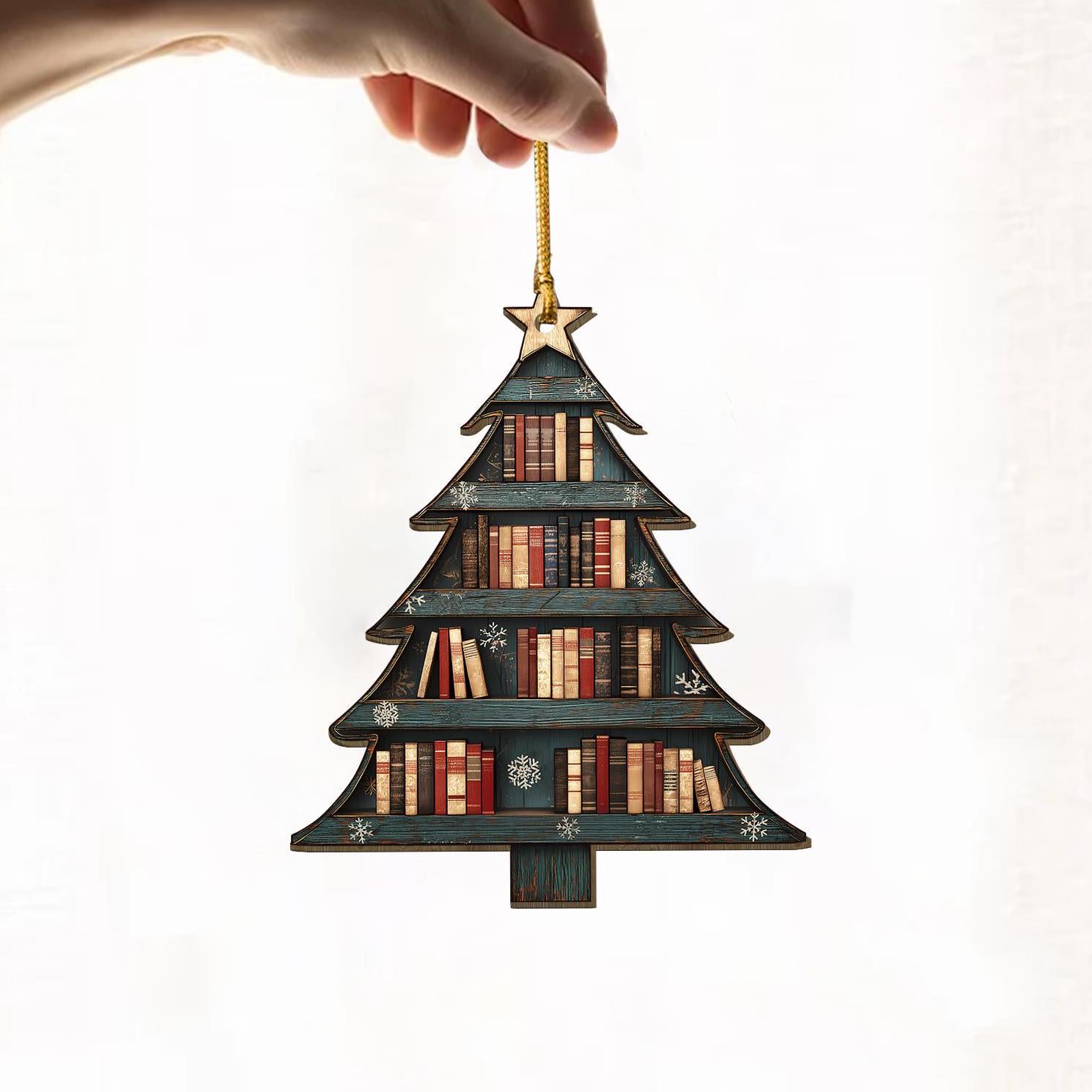 Christmas Book Tree – Personalized Wood Ornament – Christmas Gift For Book Lovers, Librarian Christmas Book Tree – Personalized Wood Ornament – Christmas Gift For Book Lovers, Librarian