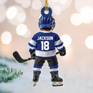 Ice Hockey Christmas – Personalized Custom Shaped Acrylic Ornament – Christmas Gift for Hockey Player, Hockey Lover, Son/Daughter, Grandkids