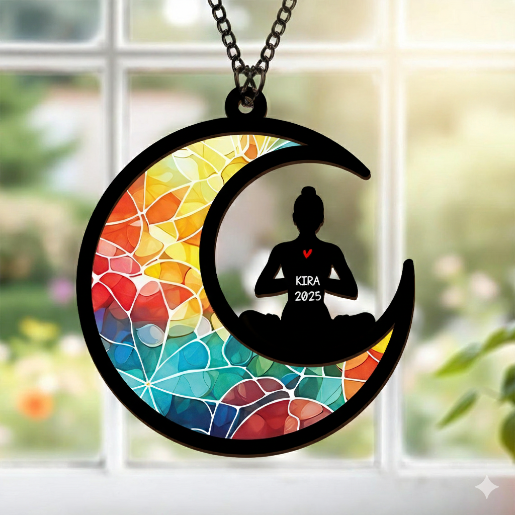 Christmas Namaste Yoga – Personalized Window Hanging Suncatcher Ornament – Gift For Women, Yoga Lovers, Mental Health Gifts Christmas Namaste Yoga – Personalized Window Hanging Suncatcher Ornament – Gift For Women, Yoga Lovers, Mental Health Gifts