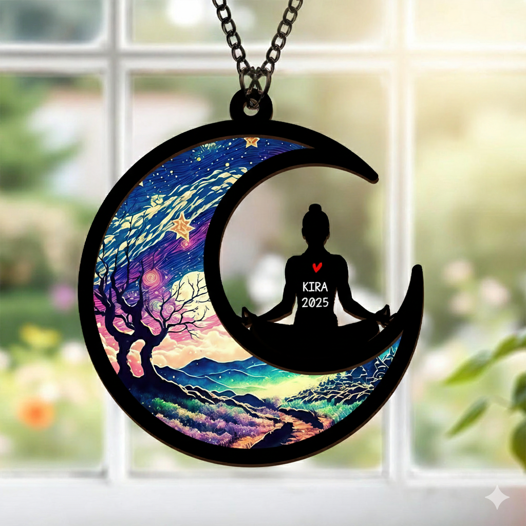Christmas Namaste Yoga – Personalized Window Hanging Suncatcher Ornament – Gift For Women, Yoga Lovers, Mental Health Gifts Christmas Namaste Yoga – Personalized Window Hanging Suncatcher Ornament – Gift For Women, Yoga Lovers, Mental Health Gifts
