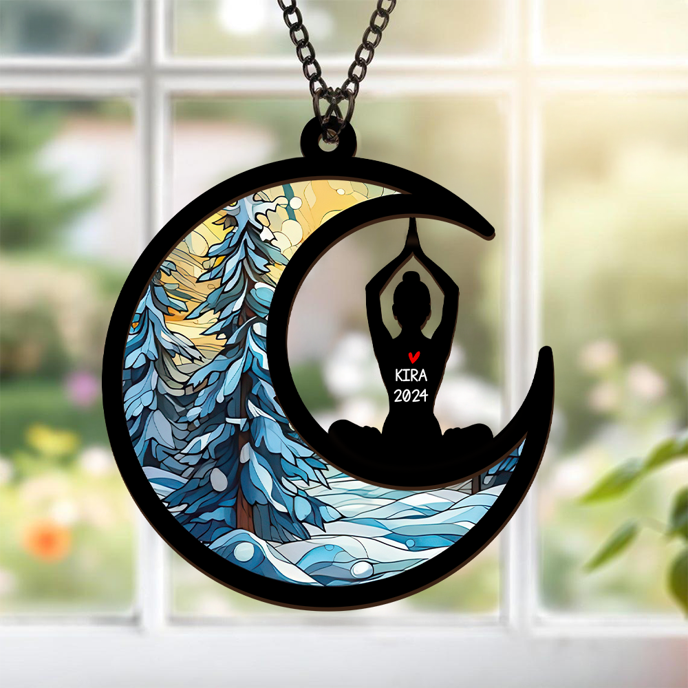 Christmas Namaste Yoga – Personalized Window Hanging Suncatcher Ornament – Gift For Women, Yoga Lovers, Mental Health Gifts Christmas Namaste Yoga – Personalized Window Hanging Suncatcher Ornament – Gift For Women, Yoga Lovers, Mental Health Gifts