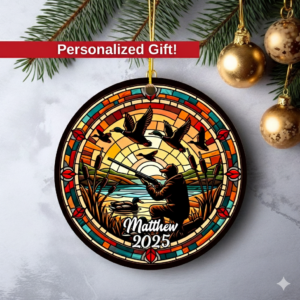 Duck Hunting Christmas – Personalized Window Hanging Suncatcher Ornament – Christmas Gift For Hunter, Outdoor Hunting